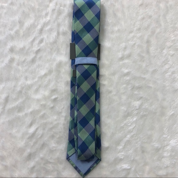 NWT 100% Silk Blue and Green Checkered Tie - Picture 2 of 5